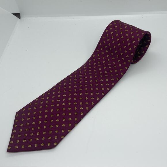 Brooks Brothers Burgundy Mustard Paisley Pure Silk Career Office Necktie NWOT - Picture 6 of 6